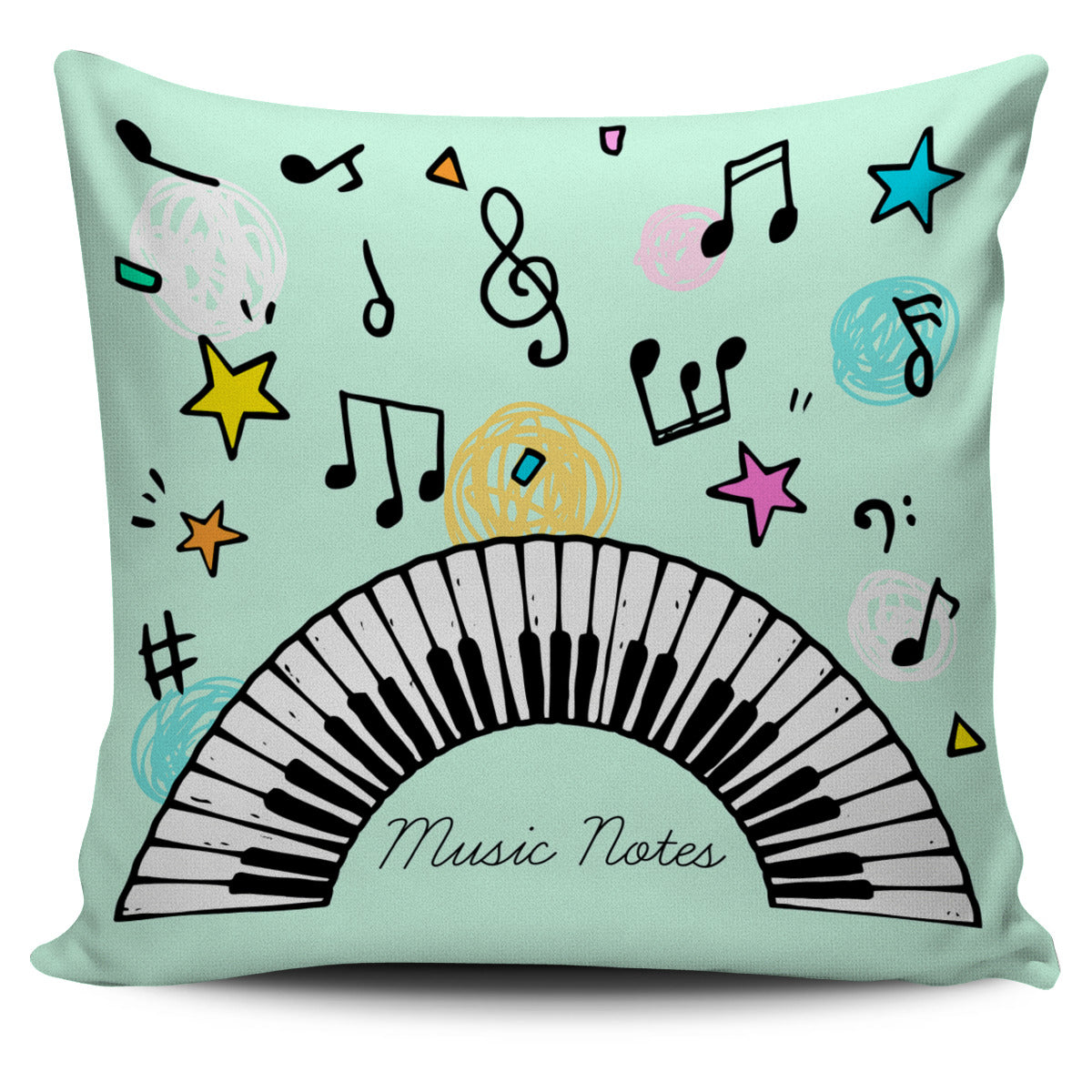 Cartoon Music Drawing Pillow Cover