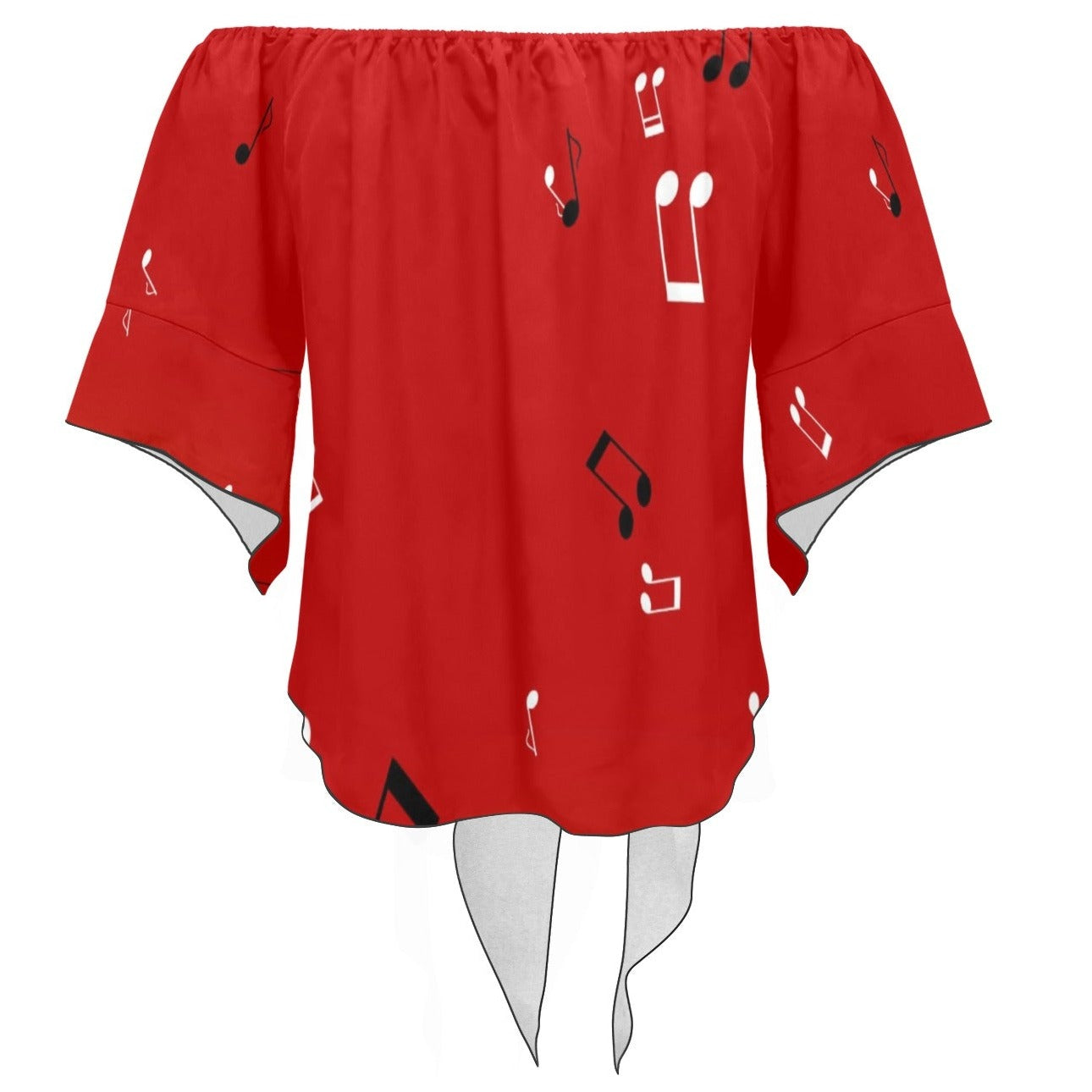 Music Notes Red Blouse Top