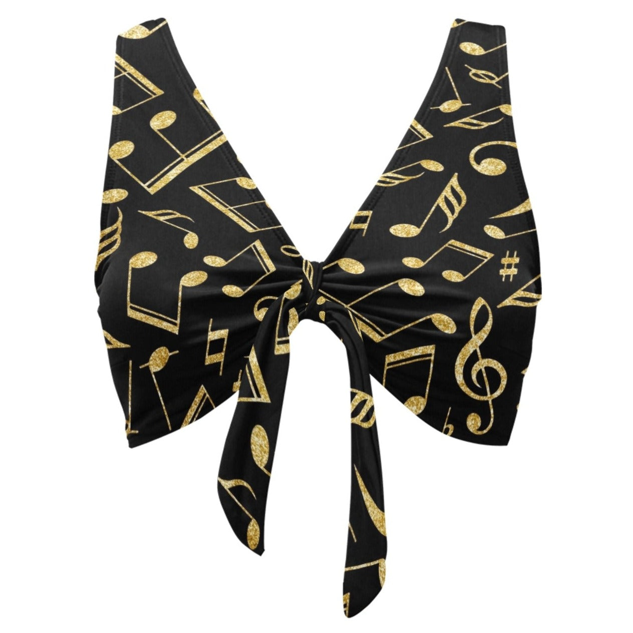 Music Notes Black Bikini Top