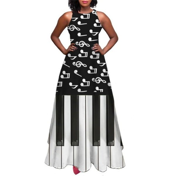 Piano Music Note Long Dress