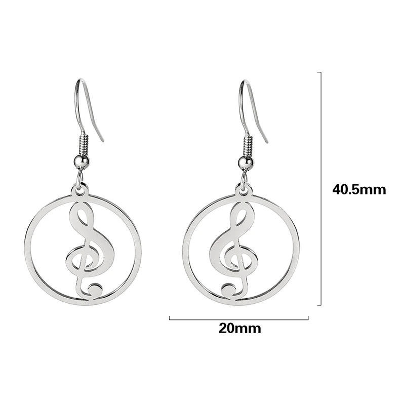 Treble Clef Round Earrings