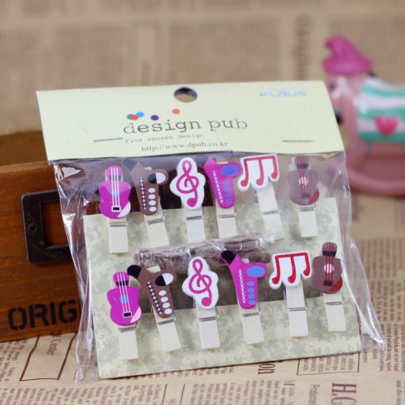Musical Note Wooden Clip Set ( 12 Pcs )