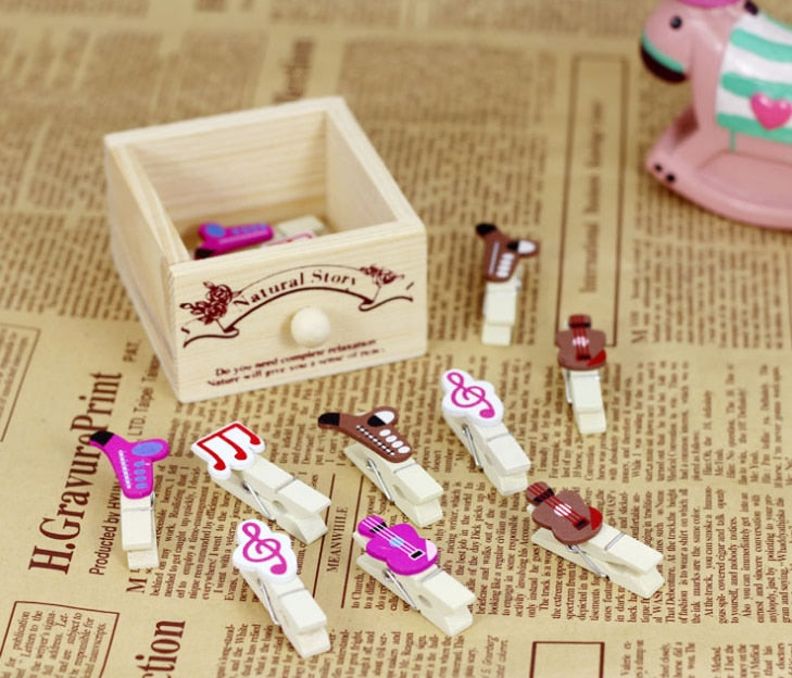 Free - Musical Note Wooden Clip Set ( 12 Pcs )