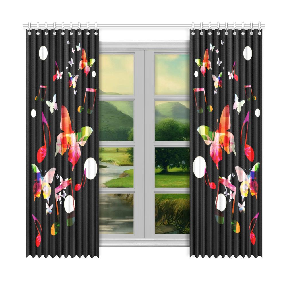 Music Notes Butterfly Window Curtains