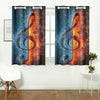 Treble Clef Ice And Fire Window Curtains