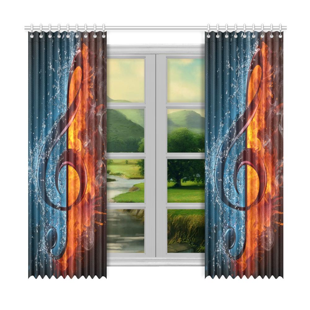 Treble Clef Ice And Fire Window Curtains