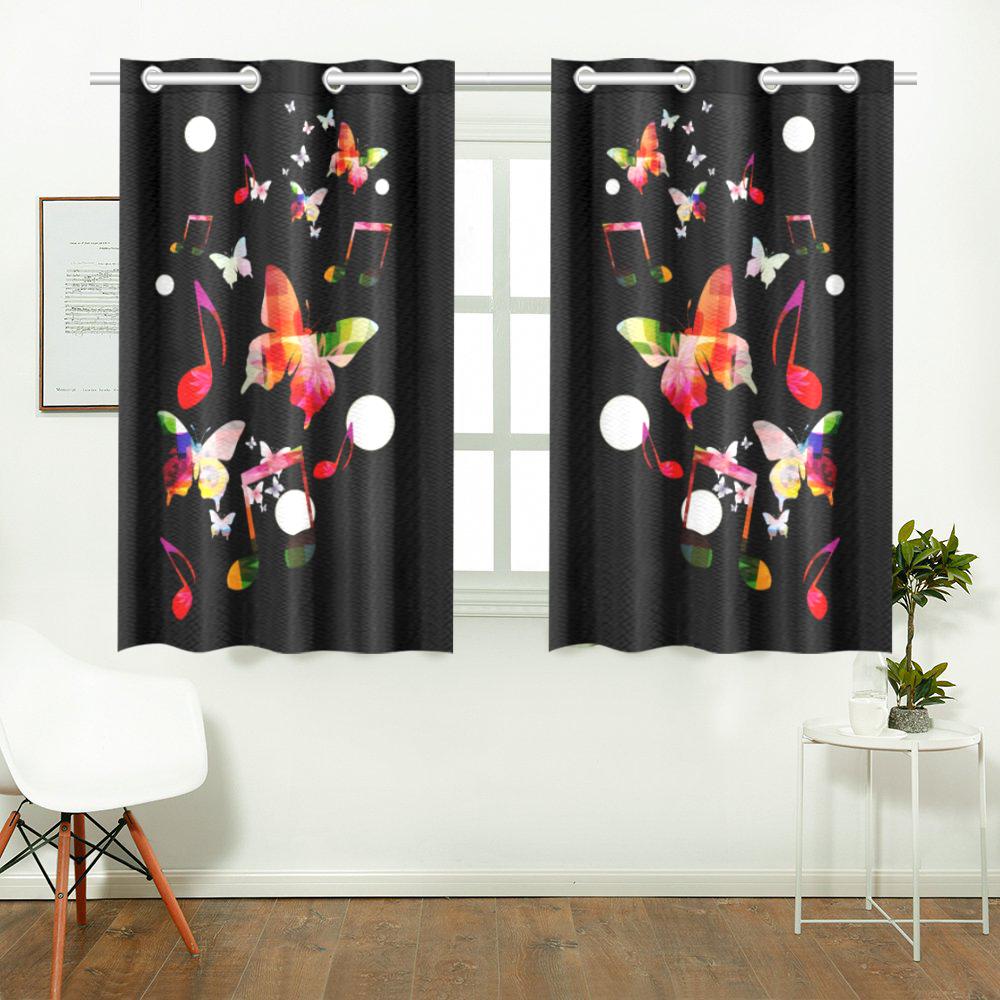 Music Notes Butterfly Window Curtains