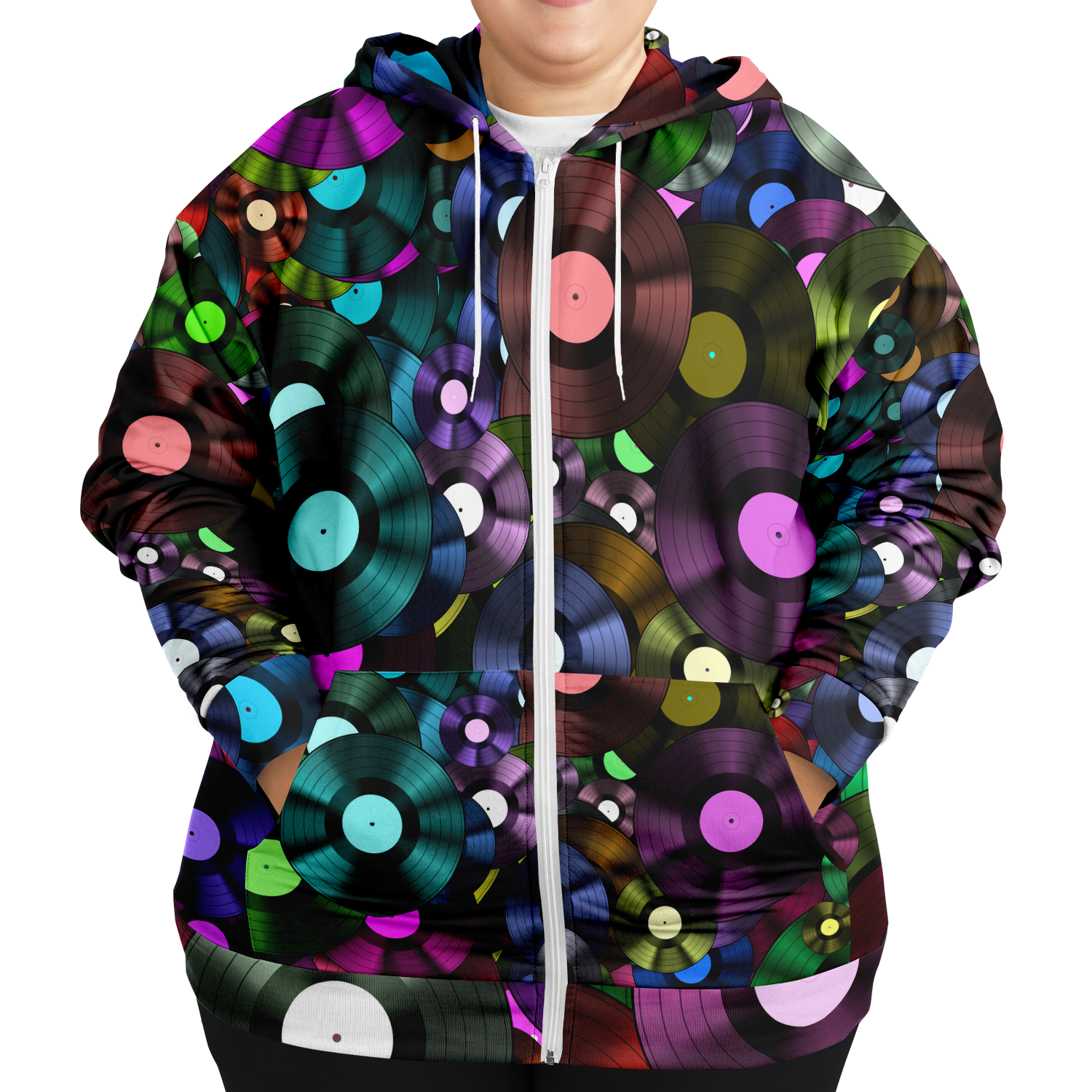Colorful Vinyl Plus-Size Zip Hoodie - Artistic Pod