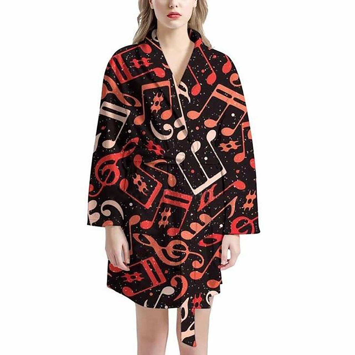 Music Notes Long-sleeved Bathrobe