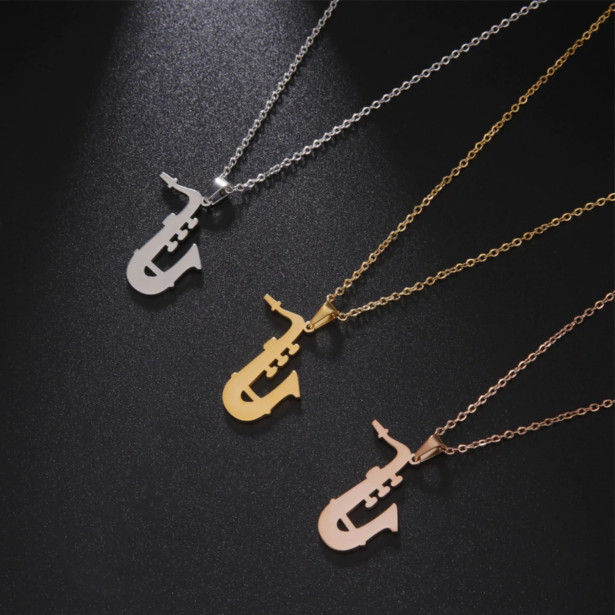 Stainless Steel Saxophone Necklace