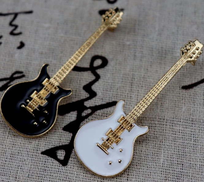 Enamel Guitar Brooch