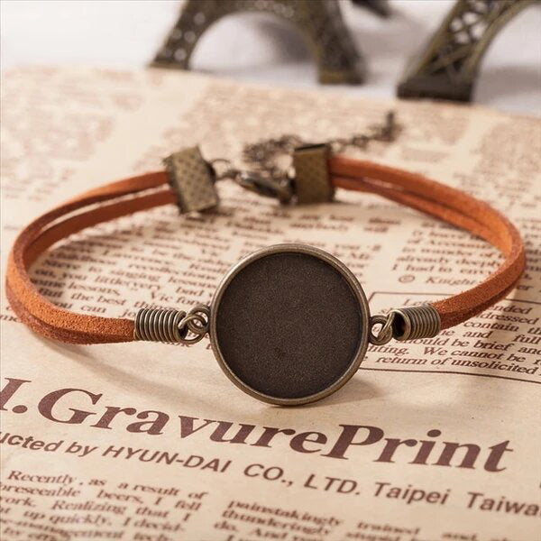 Free - Music Art Round Glass Bracelet