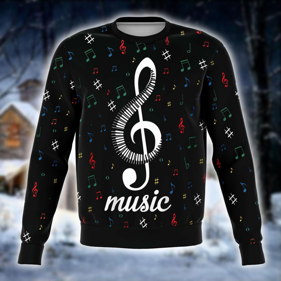 Treble Clef With Piano Keys Black Sweatshirt