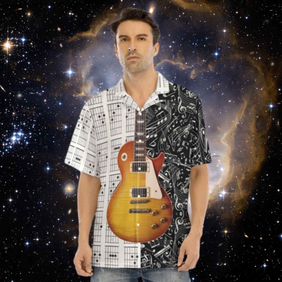 Wooden Guitar Music Note Shirt