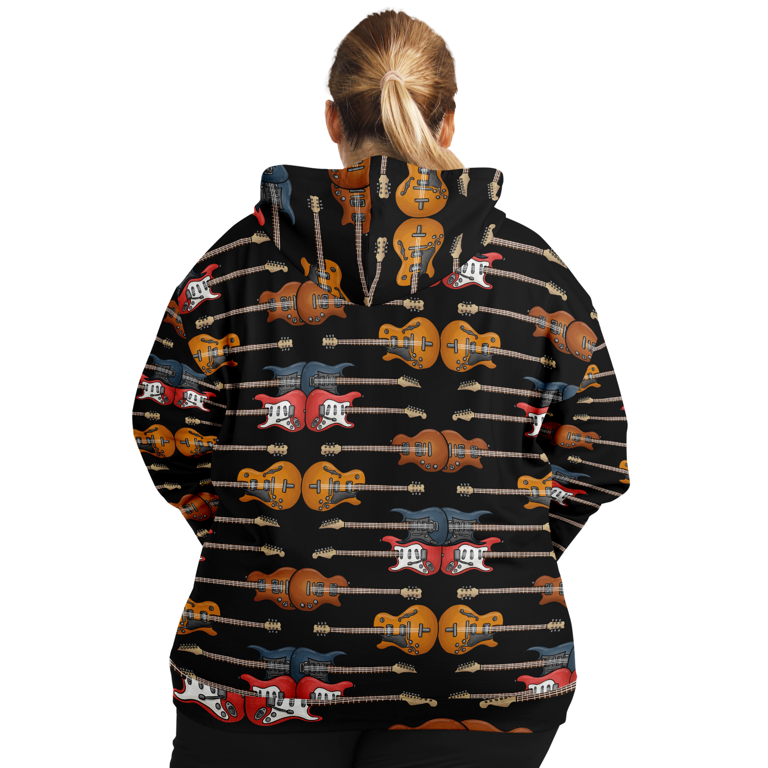 Electric Guitar Plus-Size Zip Hoodie