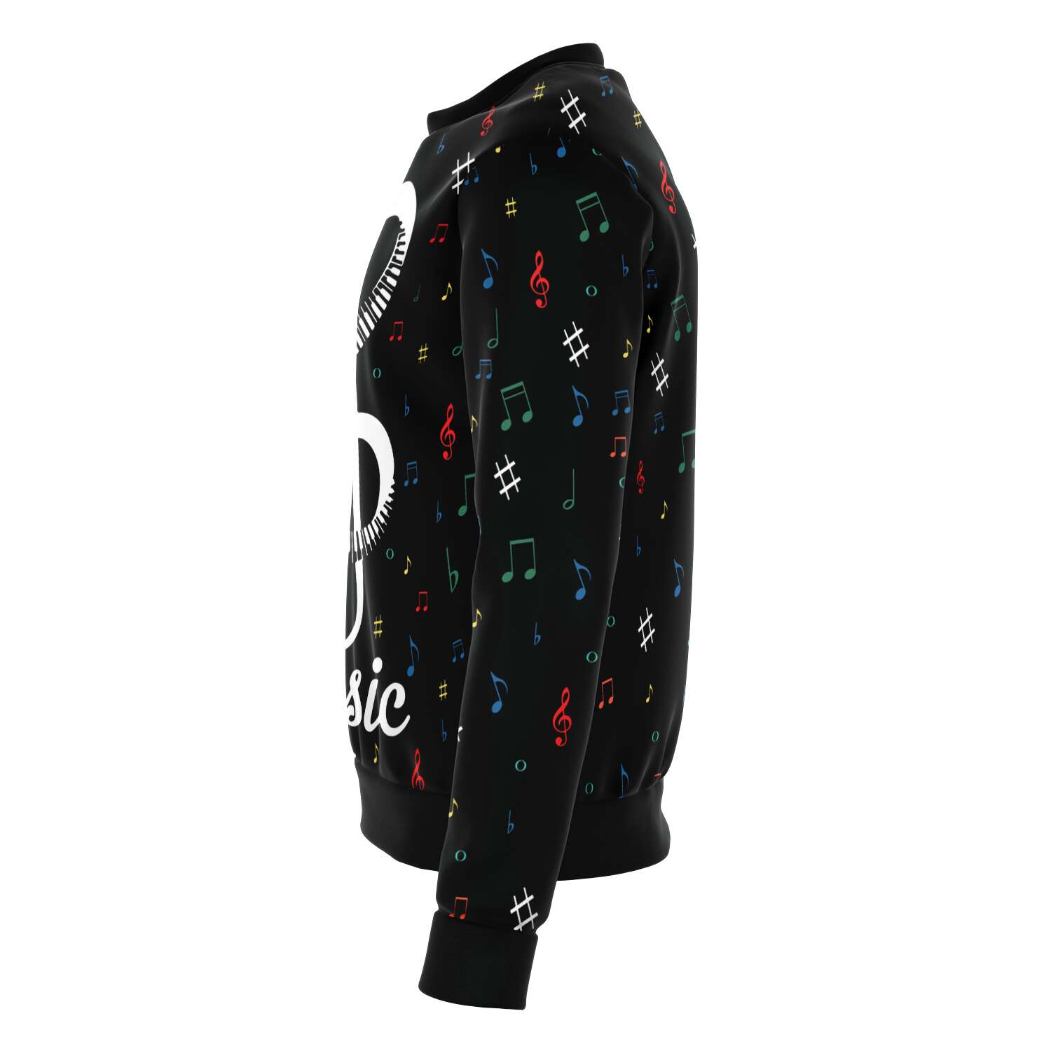 Treble Clef With Piano Keys Black Sweatshirt