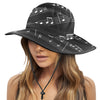 Black Music Notes Wide Brim Bucket Hat