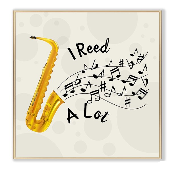 Saxophone Music Notes Canvas Wall Art