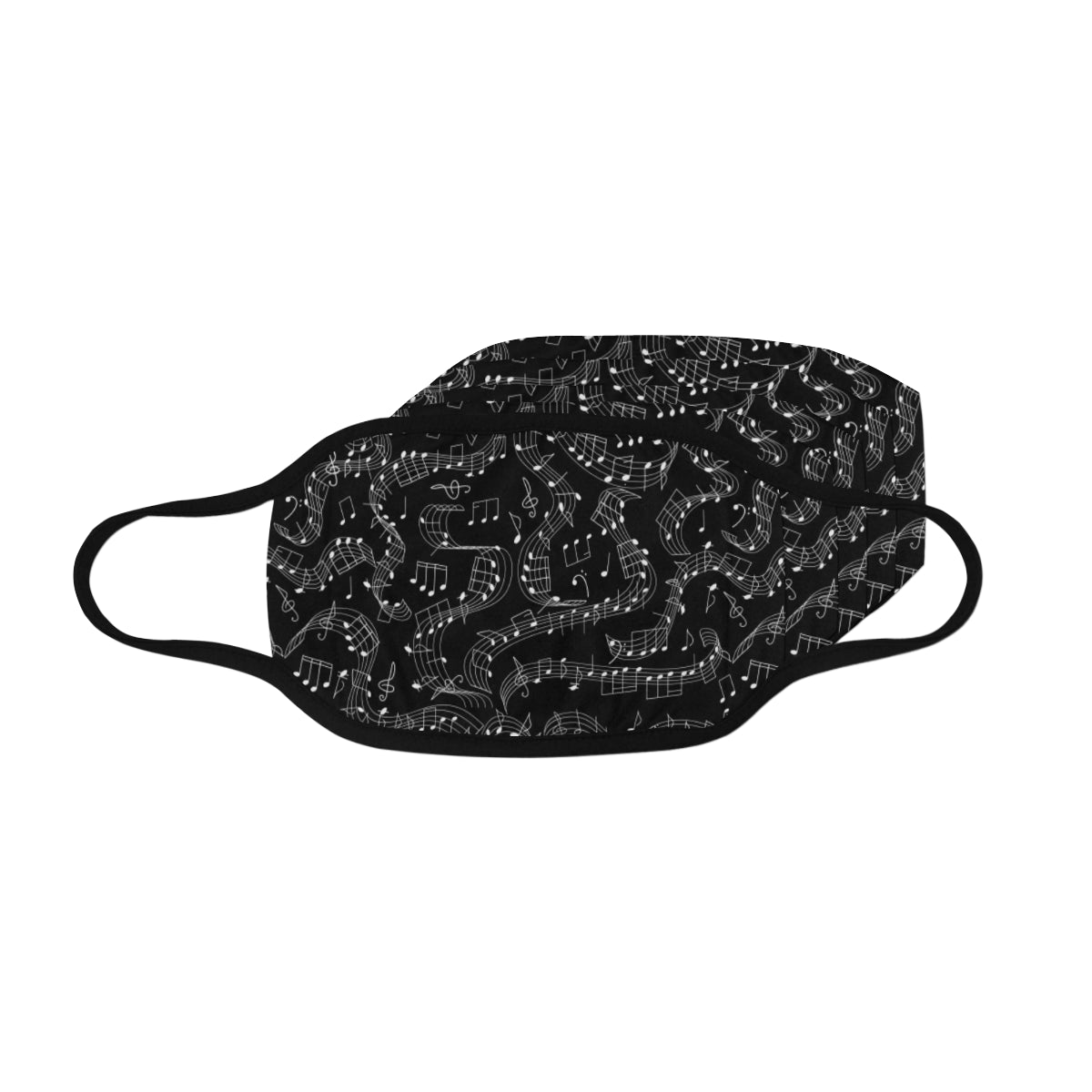 Music Notes Black Pattern Mask
