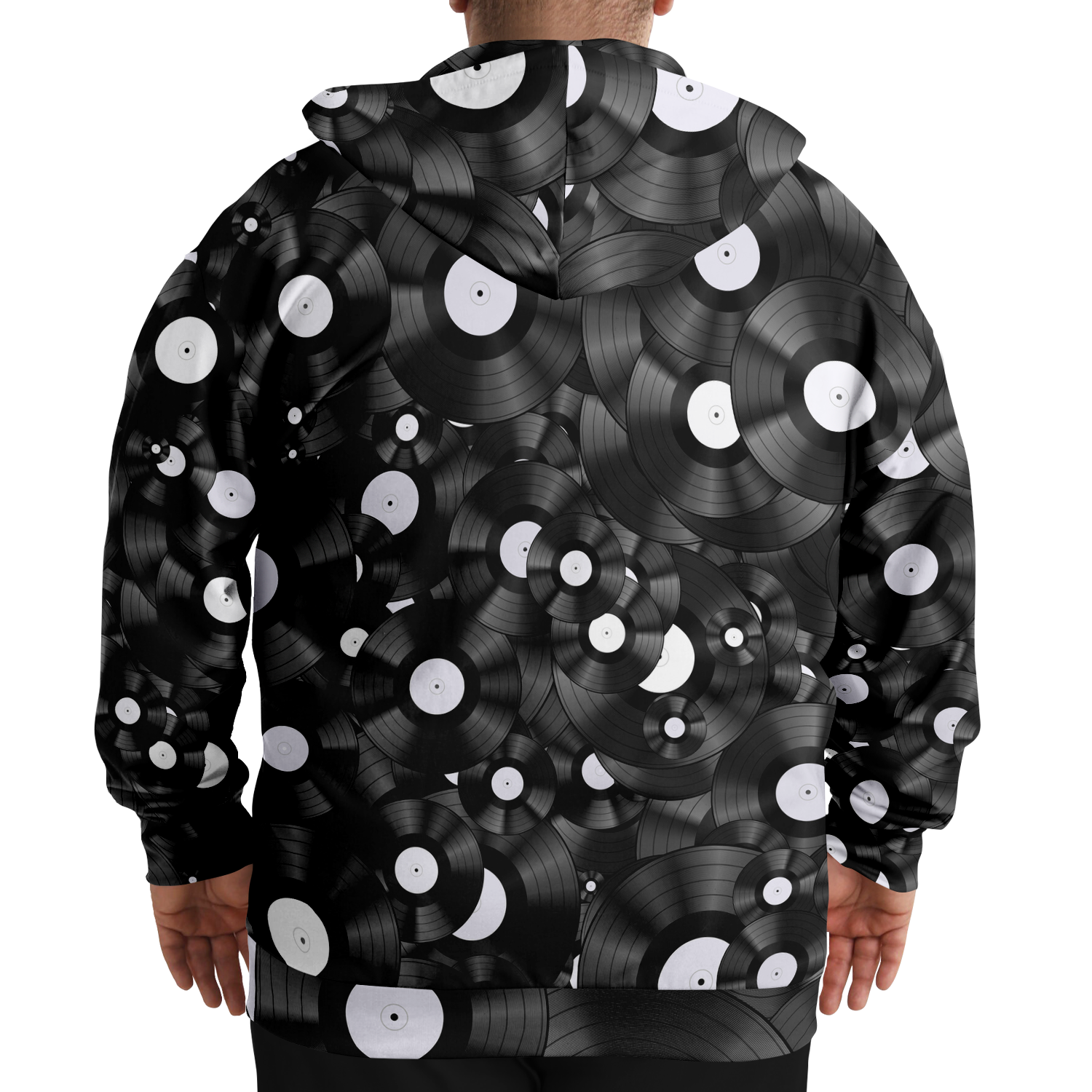 Vinyl Pattern Plus-Size Zip Hoodie