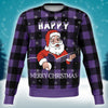 Santa Claus Playing Guitar Purple Sweatshirt