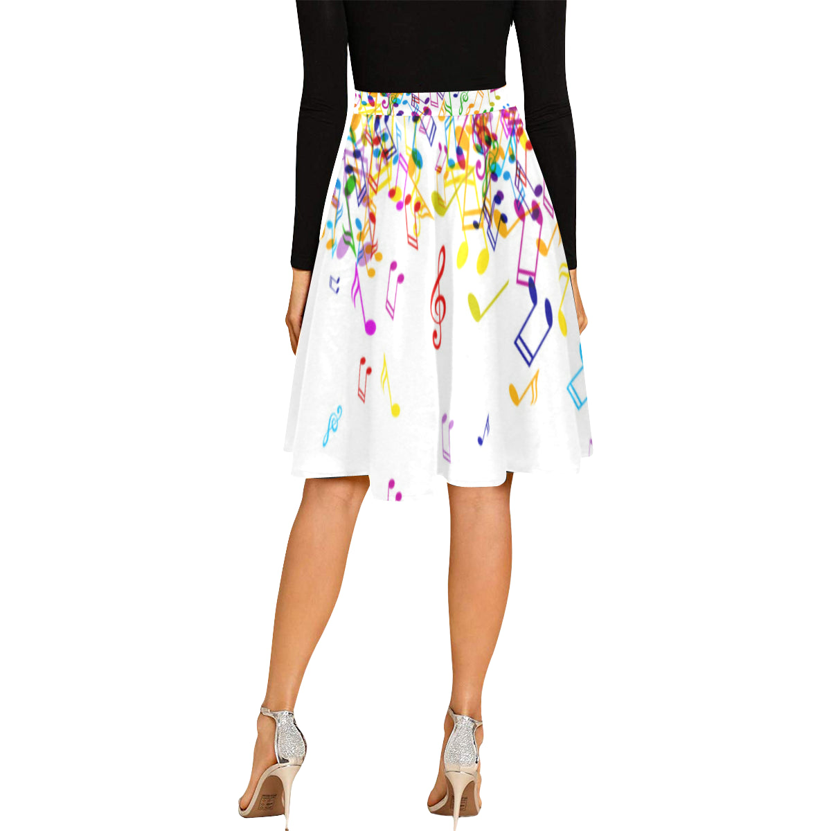 Colorful Music Notes Midi Skirt