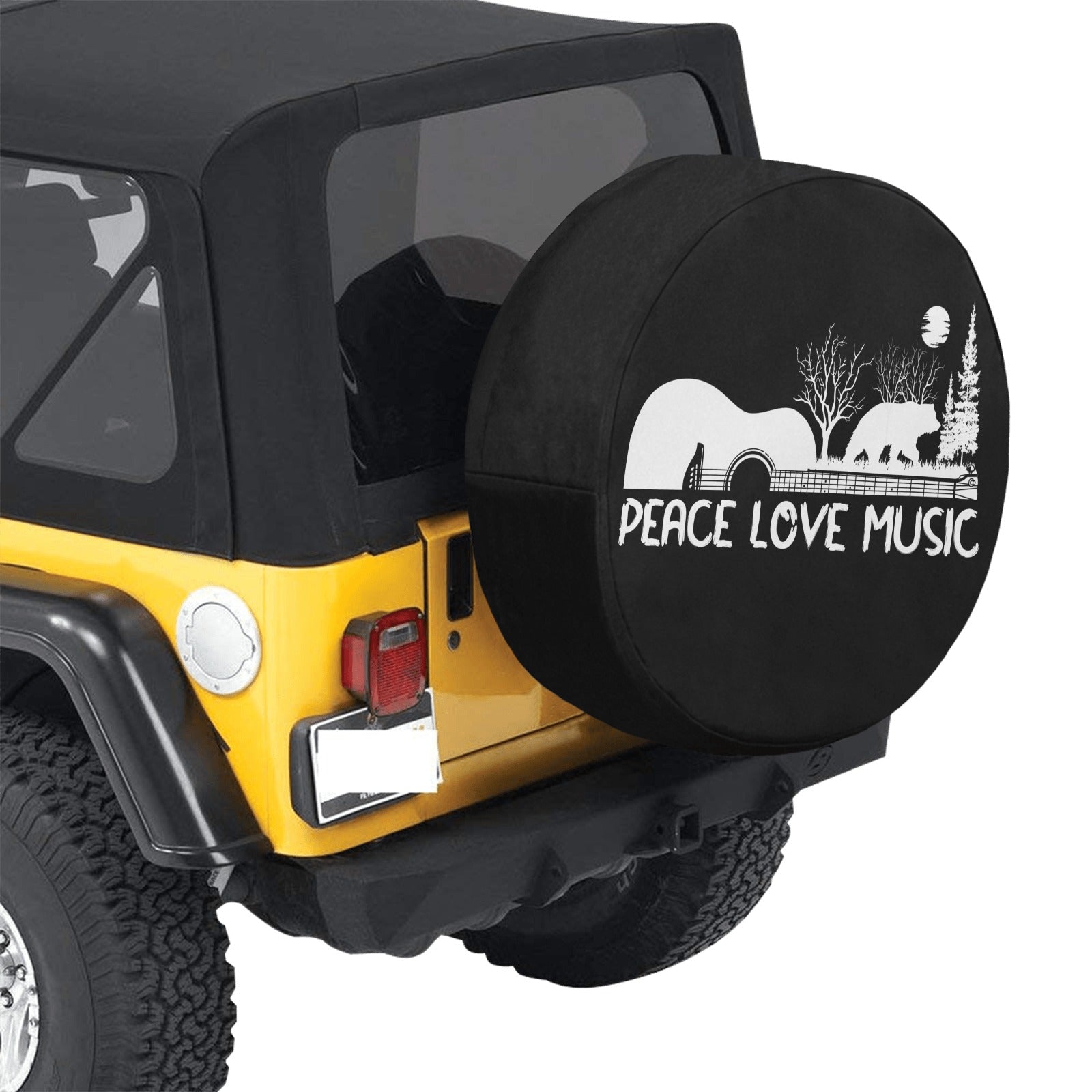 Guitar Peace Love Music Tire Cover