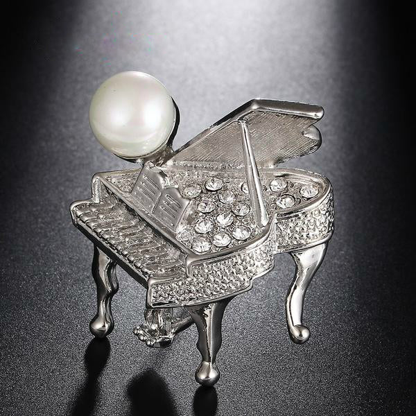 White Peal Piano Brooch