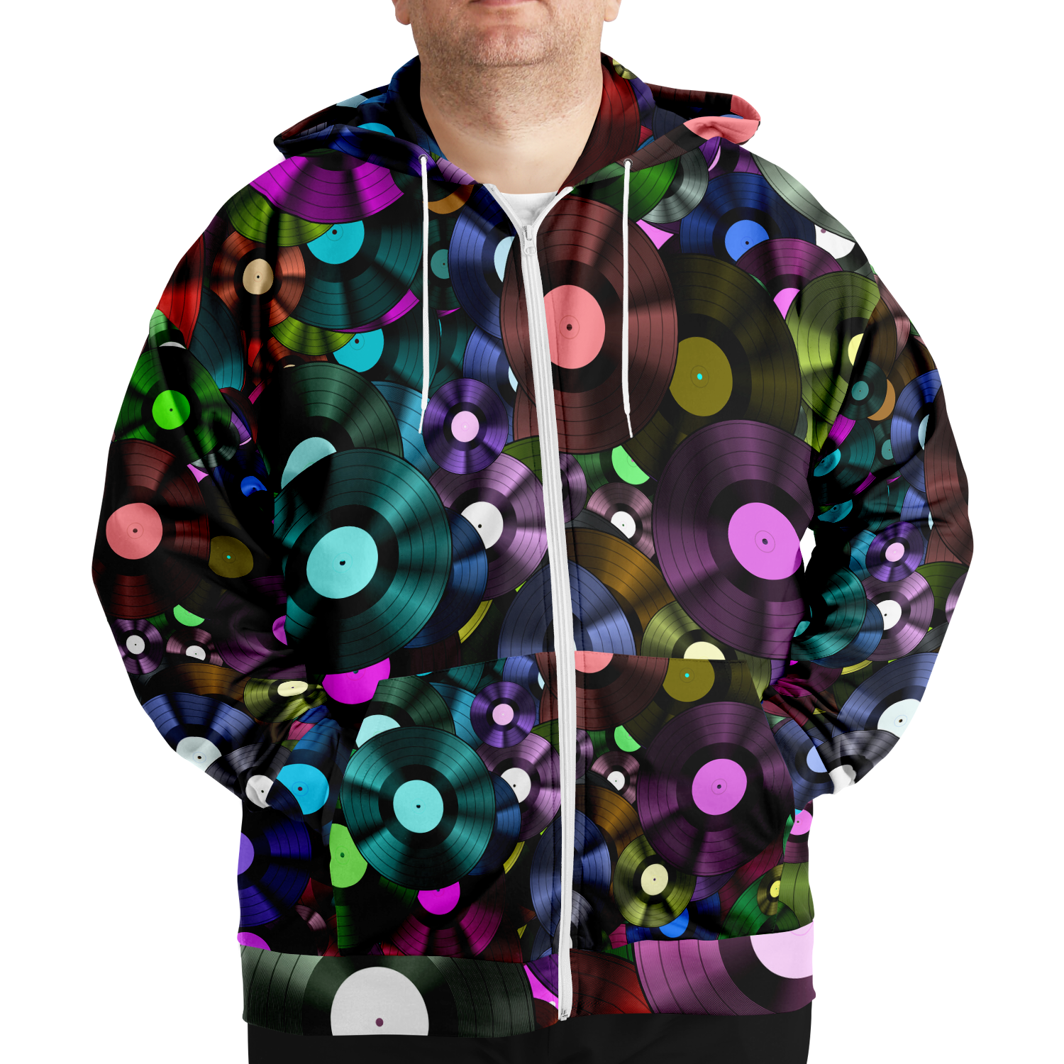 Colorful Vinyl Plus-Size Zip Hoodie - Artistic Pod
