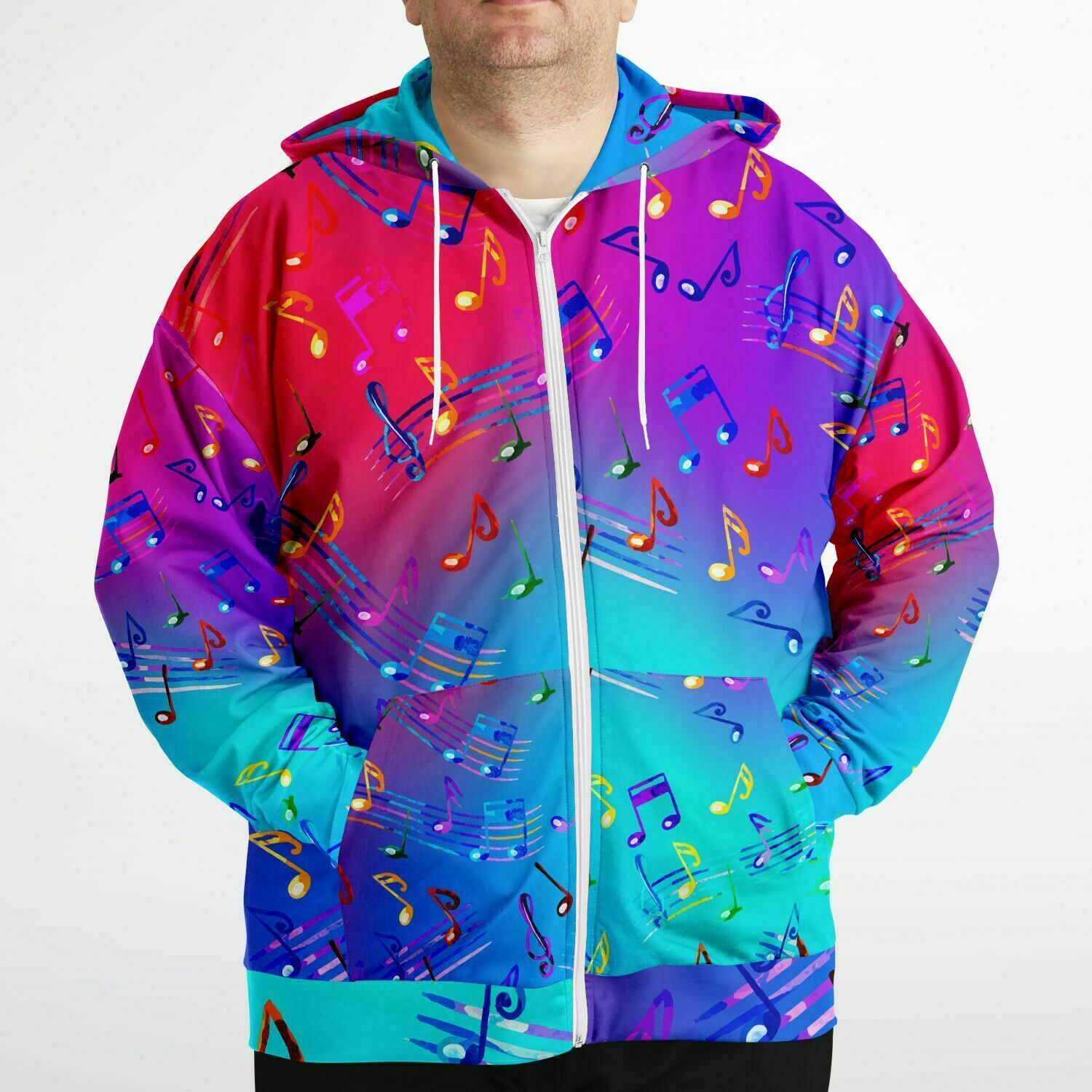 Colorful Music Notes Zip Hoodie