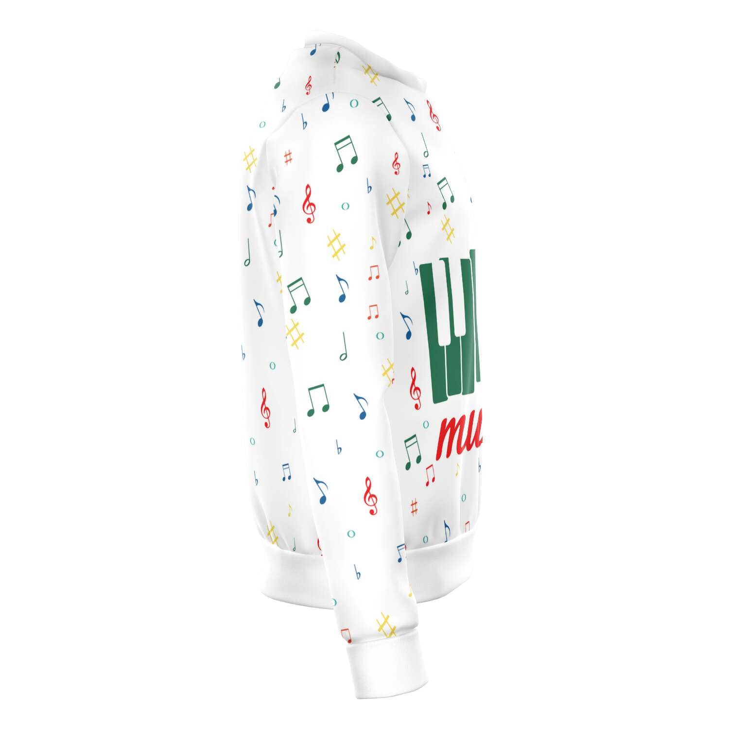 Colorful Music Notes Piano Keys White Sweatshirt