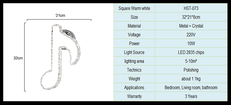 Music Notes Interior Wall Lamp