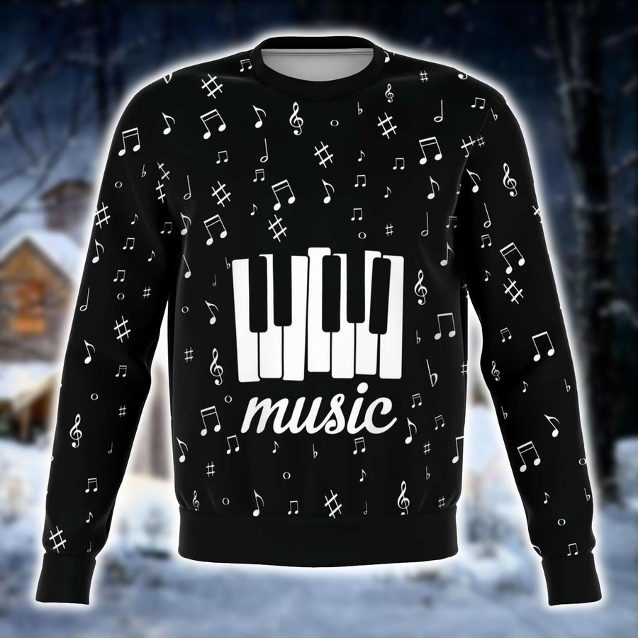 Piano Music Notes Black Sweatshirt