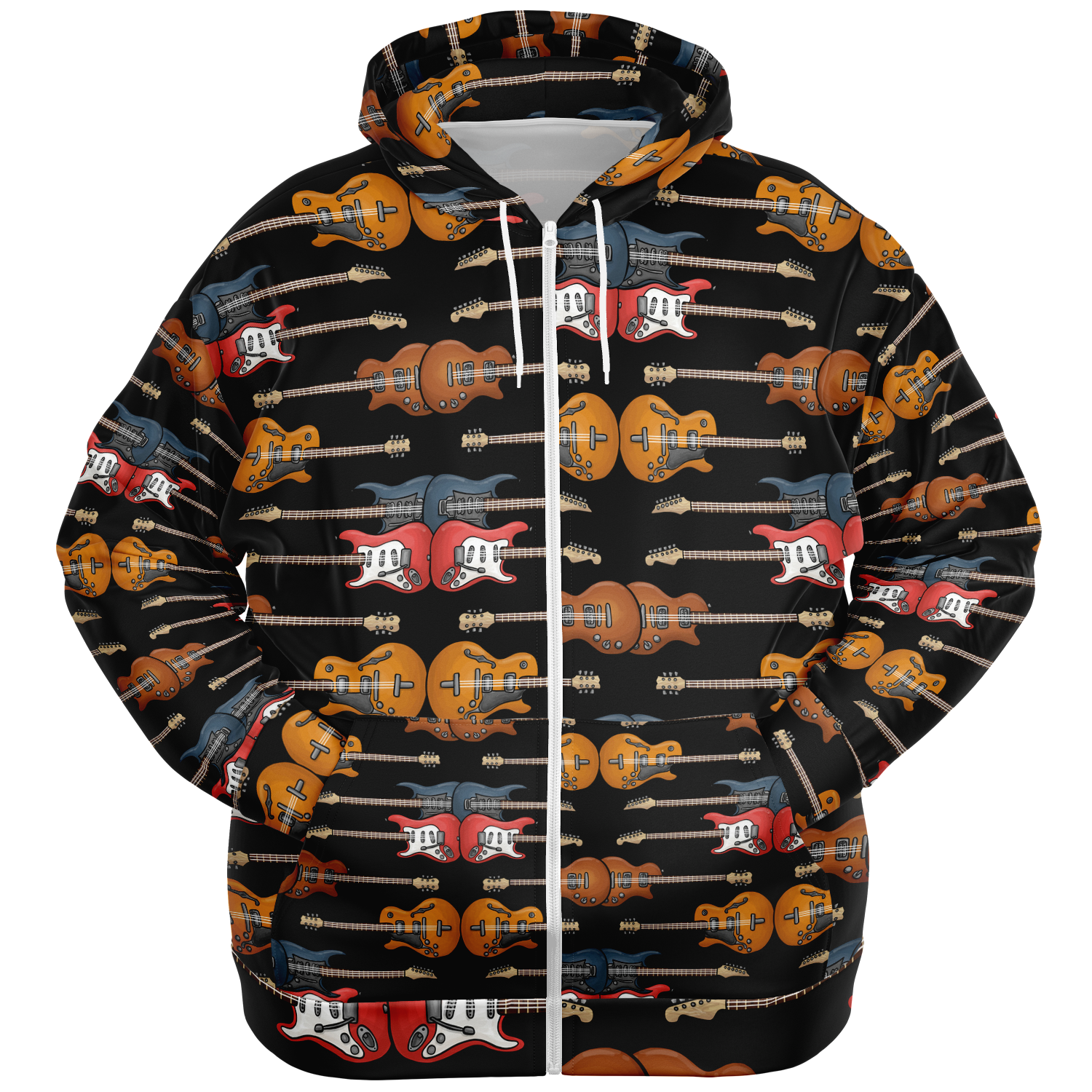 Electric Guitar Plus-Size Zip Hoodie