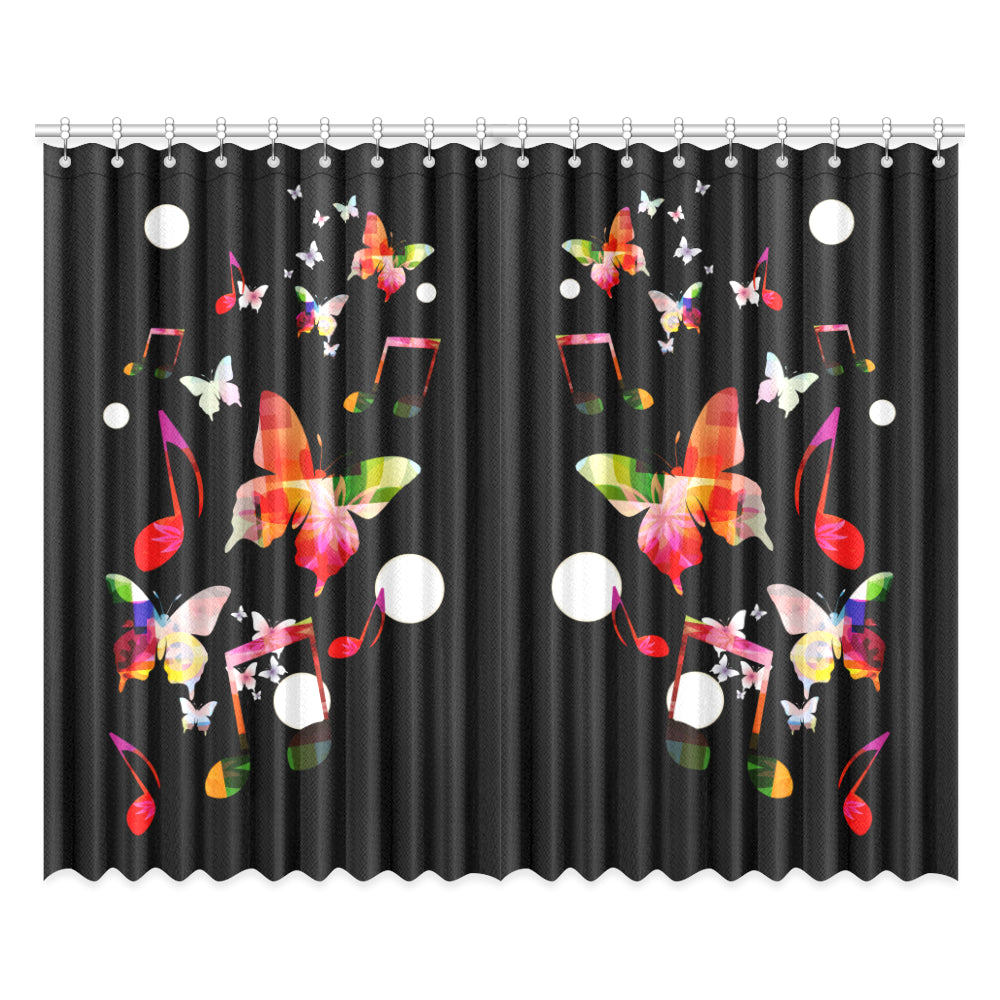 Music Notes Butterfly Window Curtains