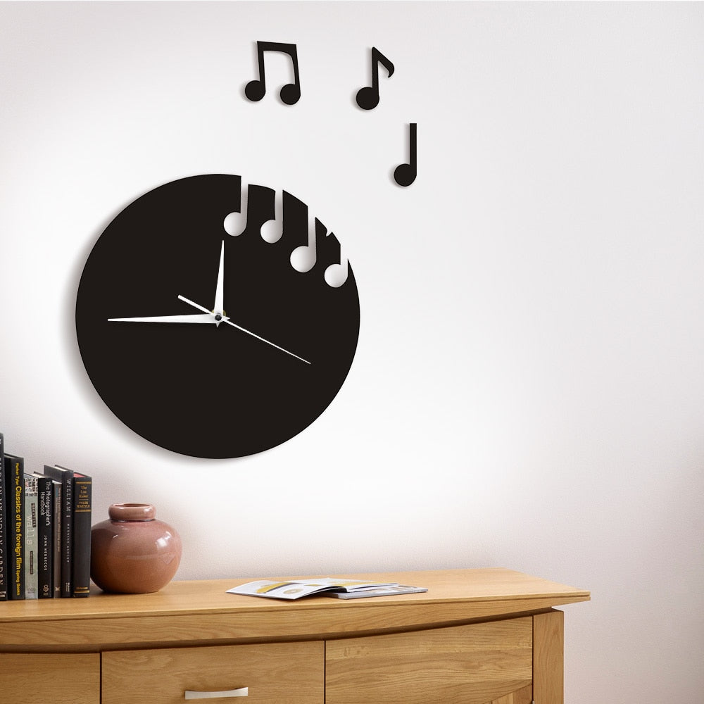 Floating Music Notes Wall Clock