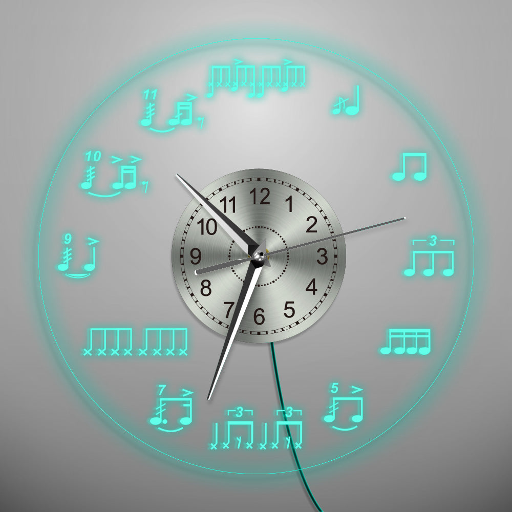 LED Light Music Note Wall Clock