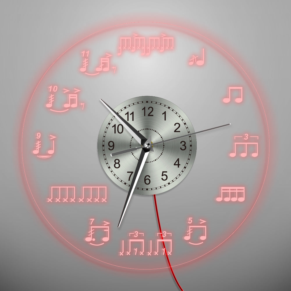 LED Light Music Note Wall Clock