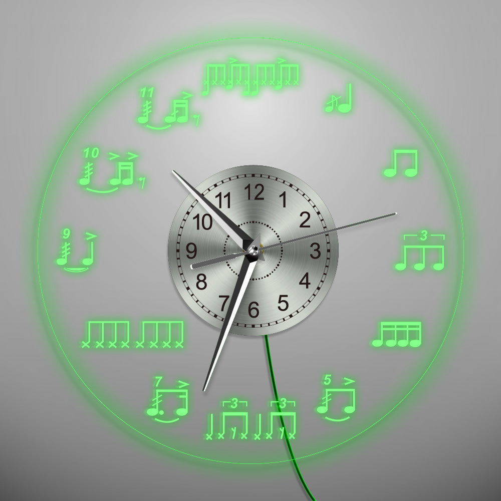 LED Light Music Note Wall Clock