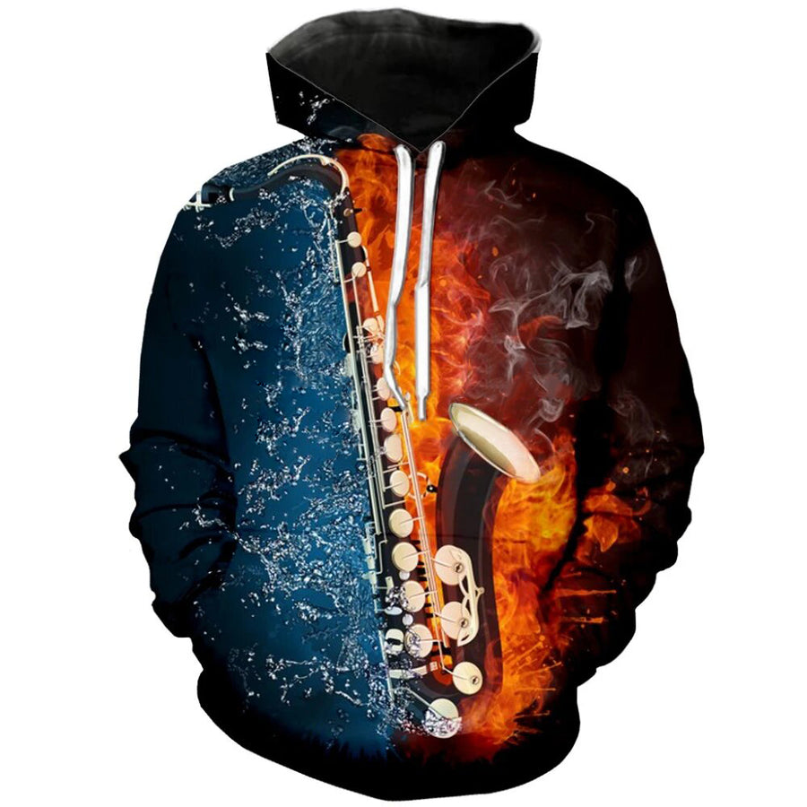 Ice Fire Saxophone Hoodie
