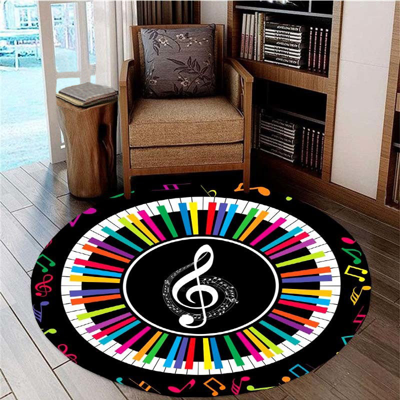 Piano Keys Design Round Carpet