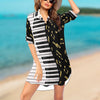 Piano Music Gold Chiffon Shirt Dress