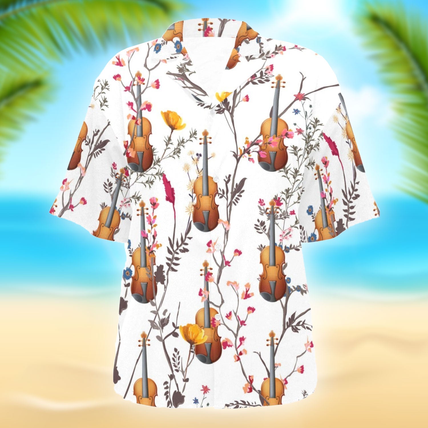 Violin Flowers Hawaiian Shirt