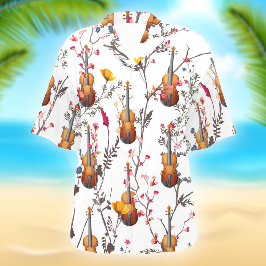 Violin Flowers Hawaiian Shirt