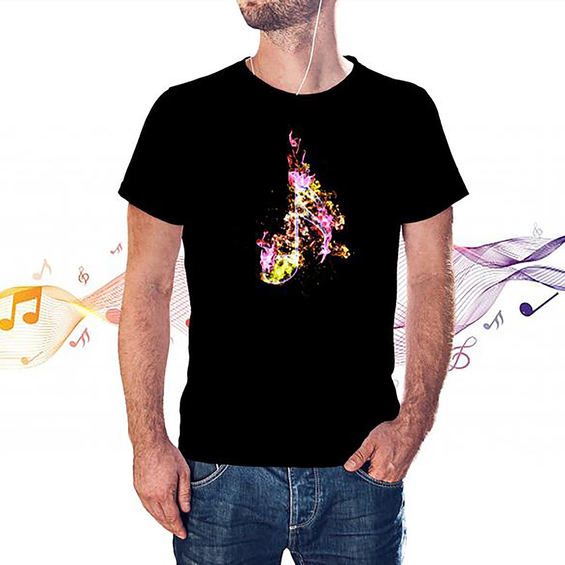 Color Fire Sixteenth Note T-shirt - Artistic Pod Review