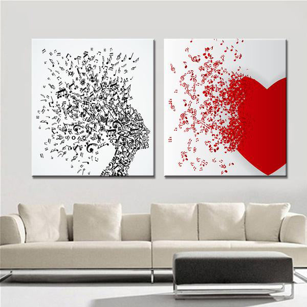 Love Abstract Music Note Canvas Art Set