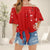 Music Notes Red Blouse Top