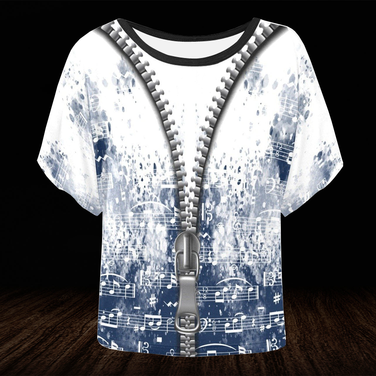 Music Notes Style Batwing T-Shirt