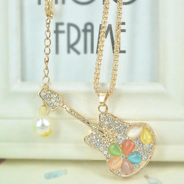 Opal Guitar Flower Necklace