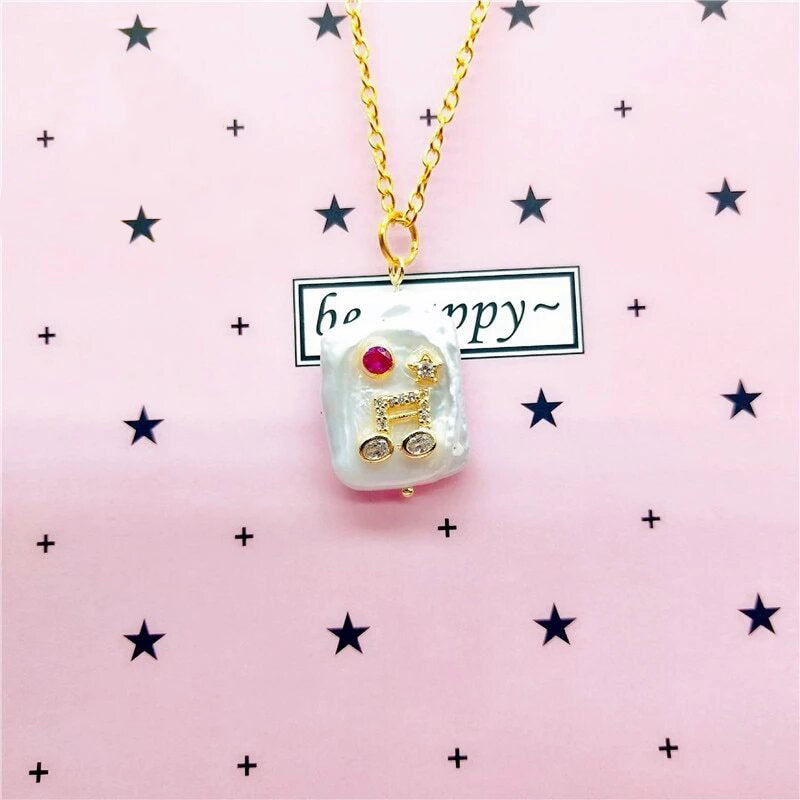 White Peal Music Notes Necklace